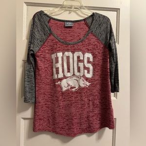 Women’s Arkansas Razorback Burnout Shirt Size Large